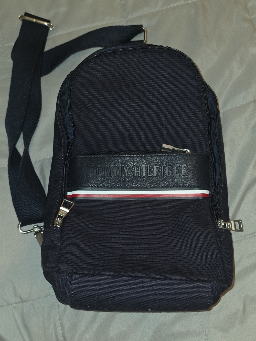 Tommy Hilfiger Navy Crossbody Sling with Signature Stripe